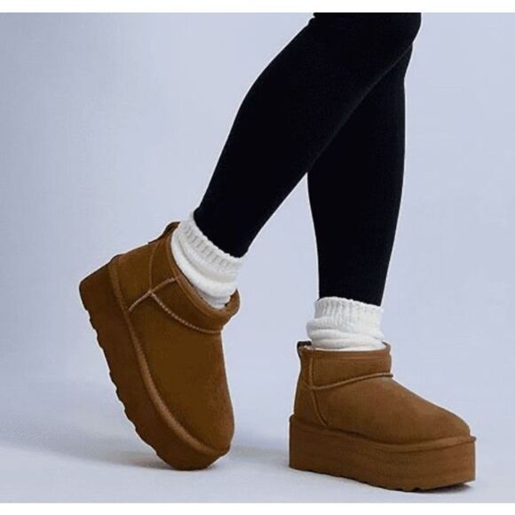 Cushionaire Hippy Women’s Suede Platform Ankle Boots Chestnut Size 8 New - Picture 9 of 9